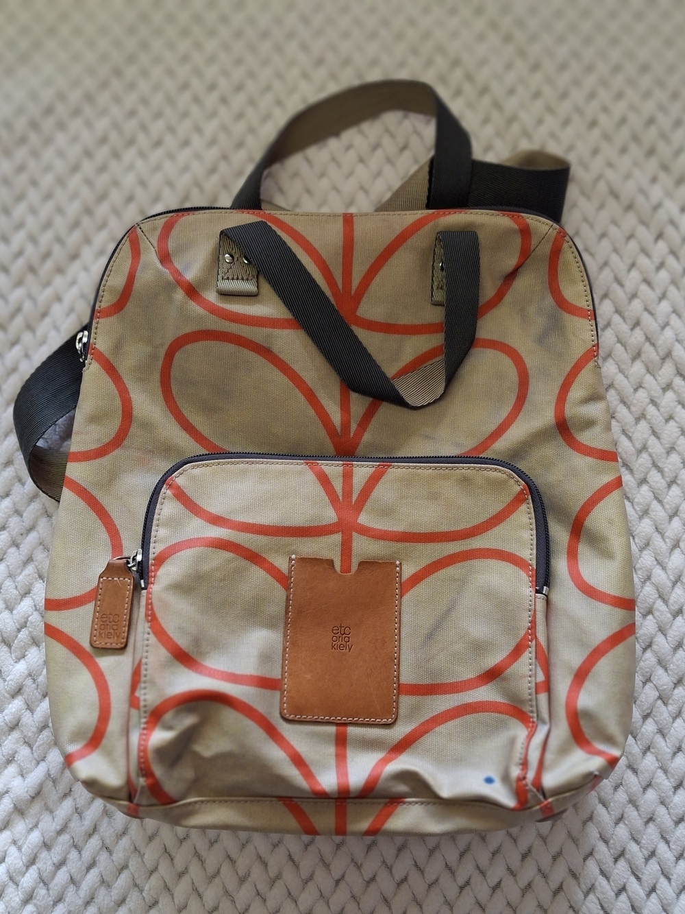 ETC Orla Kiely Stem Print Backpack-Orange